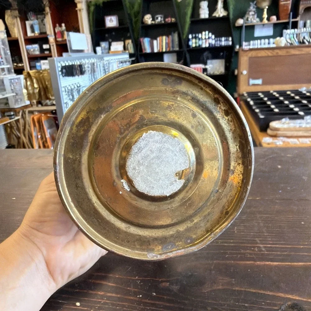 Vintage Hosley Brass Cylindrical Vase